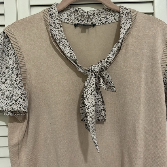 Adrianna Papell hammer satin tie neck sweater - Picture 6 of 8